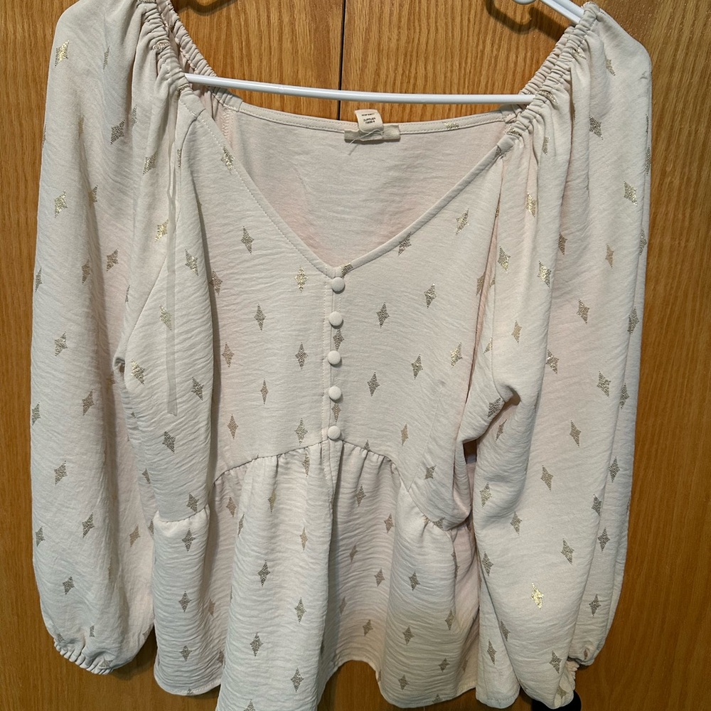 Anna Cream Blouse with Gold Details